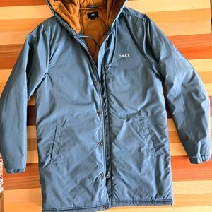 OBEY Teal Hooded Jacket With Quilted Interior. Size Small, Like New